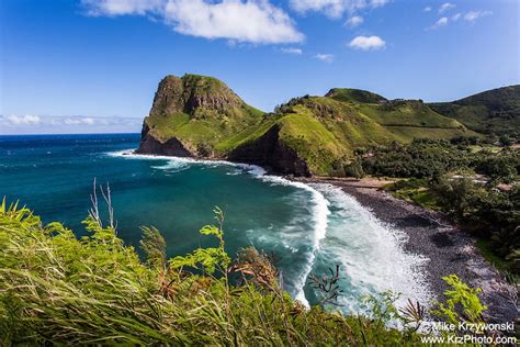 Aerial View of Kahakuloa Bay & Kahakuloa Head on the Rugged North Shore ...