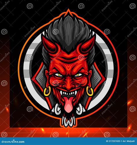 Red Devil Head Mascot. Esport Logo Design Stock Vector - Illustration ...