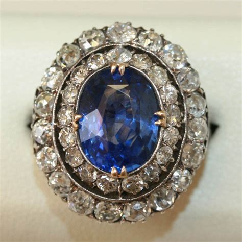 Antique sapphire and diamond engagement ring