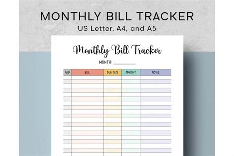 Monthly Bill Payment Tracker Printable Bill Pay (1368168)