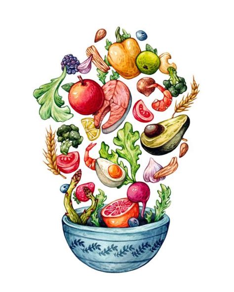 Healthy food. Olga Svart Illustration | Healthy food logo, Food drawing, Watercolor food