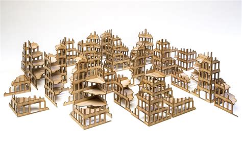 City Fast 32 Ruined Buildings Set – 28mm Terrain WWII | Wargames Tournaments