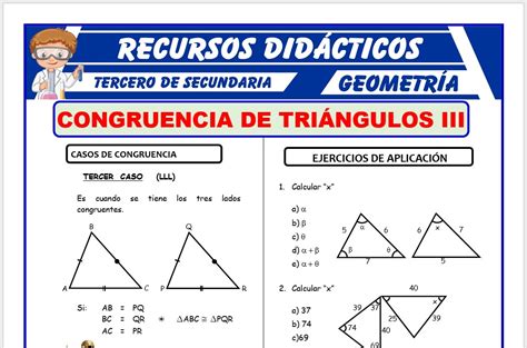 Tercer Caso de Congruencia de Triángulos para Tercero de Secundaria