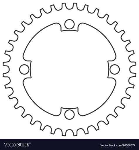 Bicycle chainring 36 tooth isolated mtb Royalty Free Vector