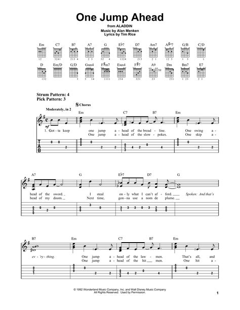 One Jump Ahead (from Aladdin) by Alan Menken - Easy Guitar Tab - Guitar Instructor