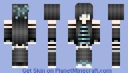 Light Blue and Black Goth Girl Minecraft Skin