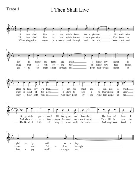 I Then Shall Live Tenor 1 Sheet music for Voice | Download free in PDF or MIDI | Musescore.com