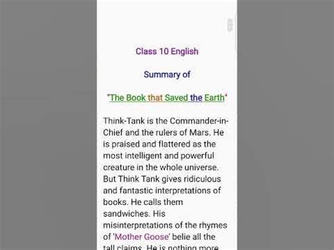 The Book that Saved the Earth Class 10 Summary 📒📓📔📕📖📚📙📘📗 - YouTube