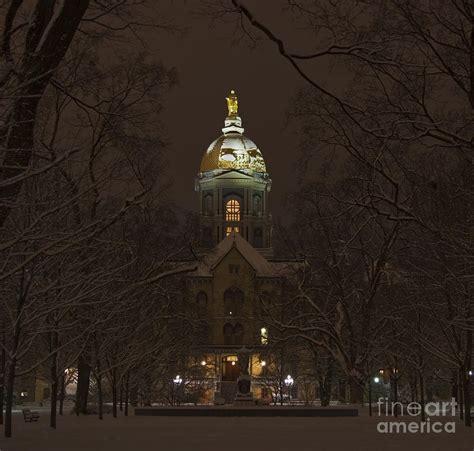 Notre Dame Golden Dome Snow Photograph by John C Stephens | Pixels