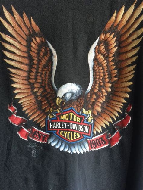 Vintage 3D Emblem Harley Davidson Motorcycles Eagle Tshirt Medium Nova ...