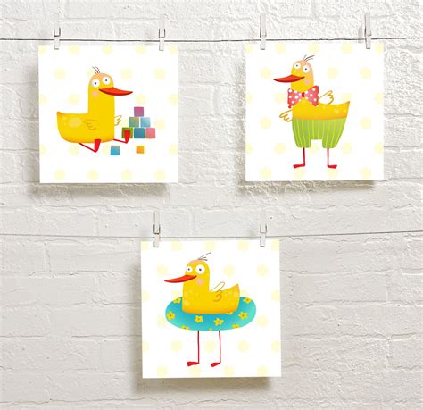 Rubber Duck Wall Art Set Bathroom Art Set Nursery Art Diy Wall Art Wall Art Printable Nursery ...