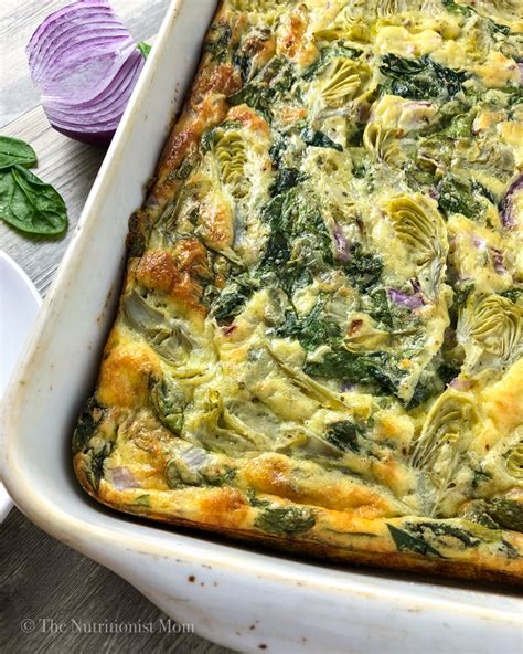 HEALTHY SPINACH ARTICHOKE EGG CASSEROLE - Nutritionist Mom