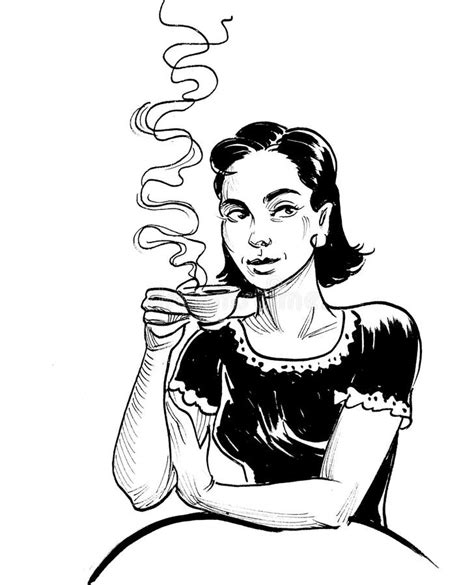Black White Retro Woman Tea Stock Illustrations – 217 Black White Retro Woman Tea Stock ...