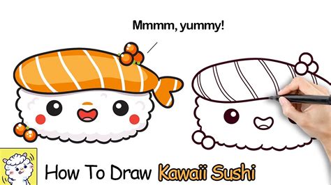 How To Draw Kawaii Sushi | Super Cute Food | Mofukawa - YouTube