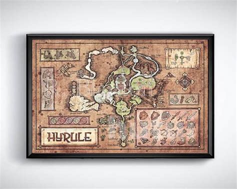 Map of Hyrule From Legend of Zelda, Twilight Princess English or Hylian, Zelda Map, Hyrule Map ...