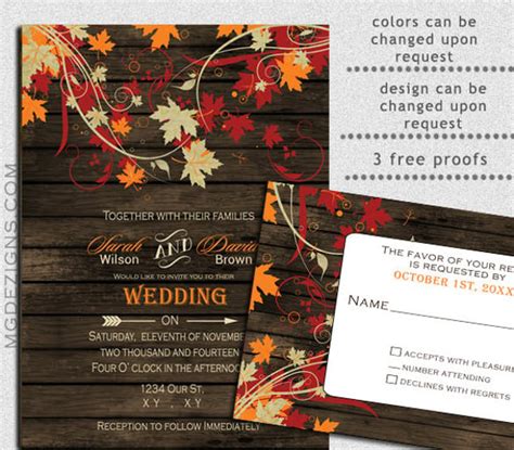 Printable Fall Wedding Invitations