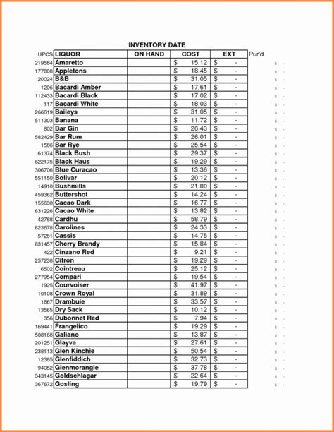 Bar Stocktake Spreadsheet — db-excel.com