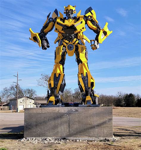 This small Texas town has a giant Transformers statue of Bumblebee made of car parts from China