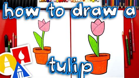 How To Draw A Tulip In A Pot - Plant A Flower Day | Simple flower drawing, Watercolor flowers ...