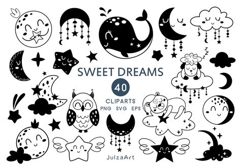 Sweet Dreams Clipart, Celestial Svg Png Graphic by JulzaArt · Creative Fabrica