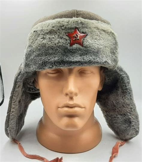 Ushanka original ww2 military soviet cap hat 1940s officer soldier...