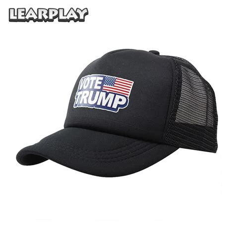 Donald Trump Baseball Caps Vote Trump Logo American Flag Mesh Hat Solid Adjustable Snapback Men ...