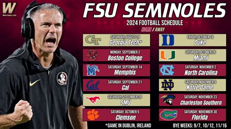 Fsu Football Schedule 2024 2024 Printable - Kara Sandie