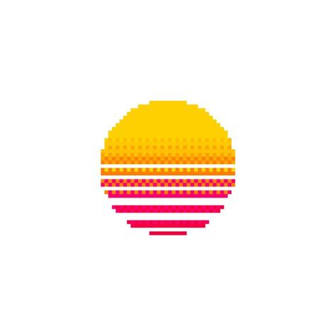 Premium Vector | Pixel art retro pixelated sun