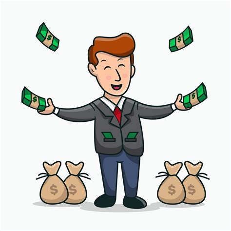 Happy Rich Man playing with his money cartoon Rich people cartoon 2514383 Vector Art at Vecteezy