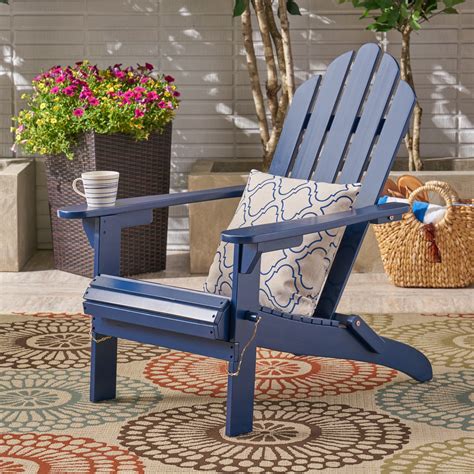 Harlee Outdoor Foldable Acacia Wood Adirondack Chair, Blue - Walmart.com