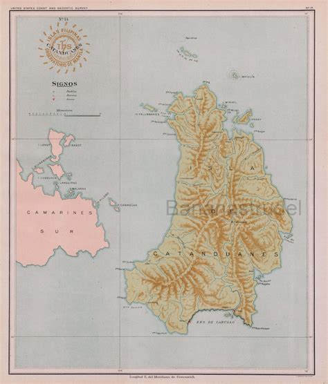 1900 Rare Antique Map of Catanduanes, Philippines Map 14 - Etsy