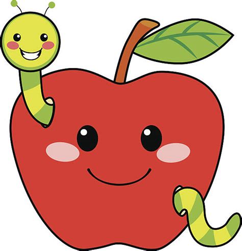 Worm Eating Red Apple Cartoon Illustrations, Royalty-Free Vector ...