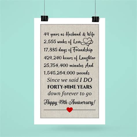 49Th Wedding Anniversary Gifts Poster For Couple, Parents, Wife ...