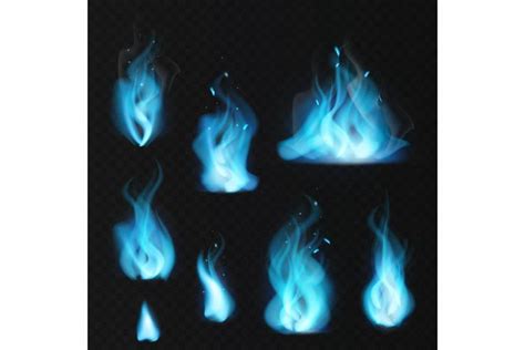 Blue flame. Burning fiery natural gas hot fireplace flames w (788426) | Illustrations | Design ...