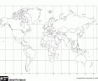 World map with borders coloring page printable game