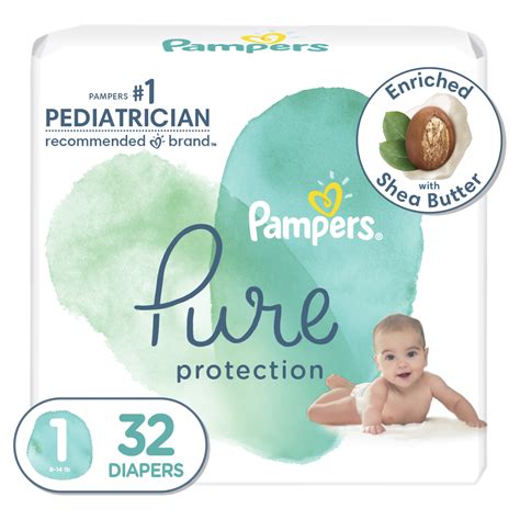 Pampers - Pampers Pure Protection Natural Newborn Diapers, Size 1, 32 ...