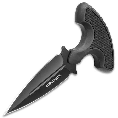 Black Combat Tactical Push Dagger With Sheath