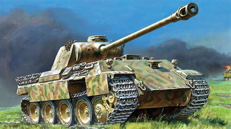 Download Wallpaper 1366x768 Panther, German, tank, art drawing HD ...