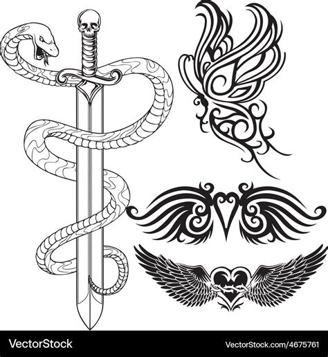 Set of tattoo design Royalty Free Vector Image