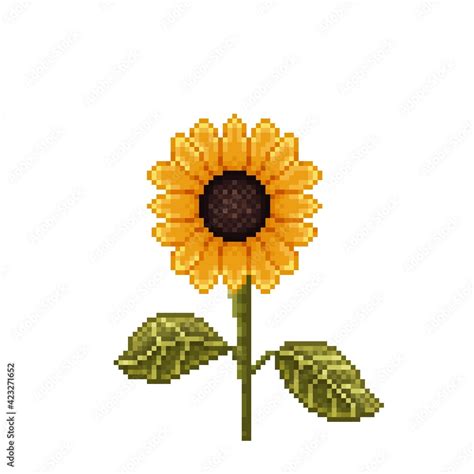 Sunflower pixel art. Icon Sunflower. Sunflower yellow flower logo ...