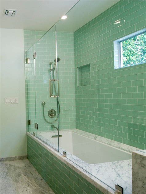 Green Glass Subway Tile in Surf | Vintage bathroom tile, Bathroom inspiration modern, Guest ...