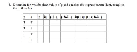 Solved 4. Determine for what boolean values of p and q makes | Chegg.com