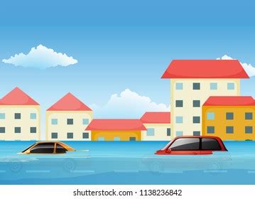 Flood City Illustration Stock Vector (Royalty Free) 1138236842 ...