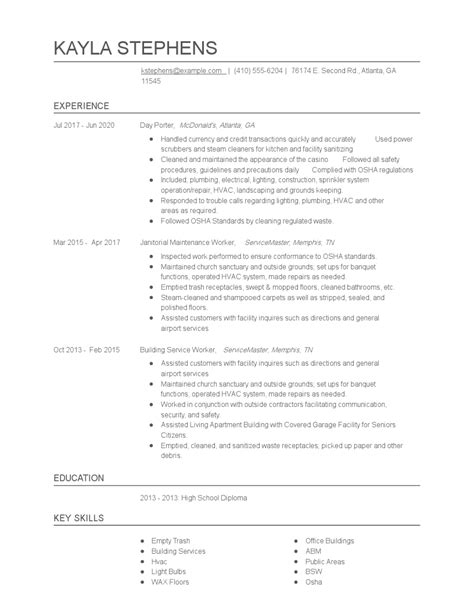 Day Porter Resume Examples and Tips - Zippia