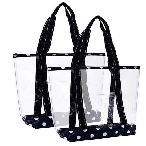 2 Packs Large Clear Bag, Transparent Vinyl Tote Bag with Zipper - Navy - Walmart.com - Walmart.com