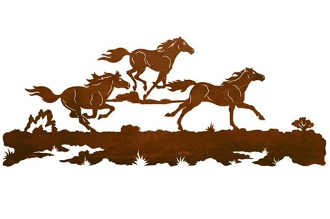 57" Running Wild Horses Metal Wall Art - Western Wall Decor