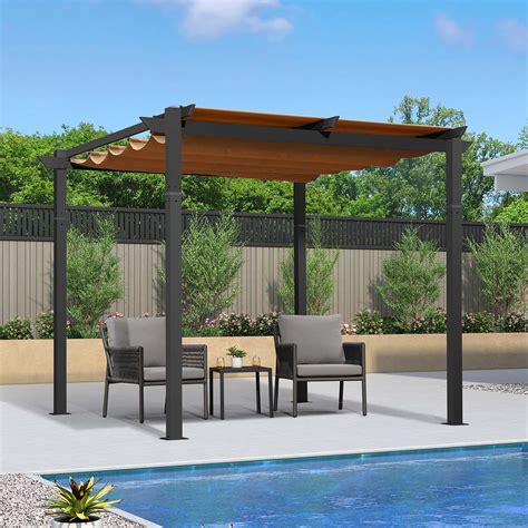 Buy PURPLE LEAF Outdoor Retractable Pergola with Sun Shade Canopy 10' x ...