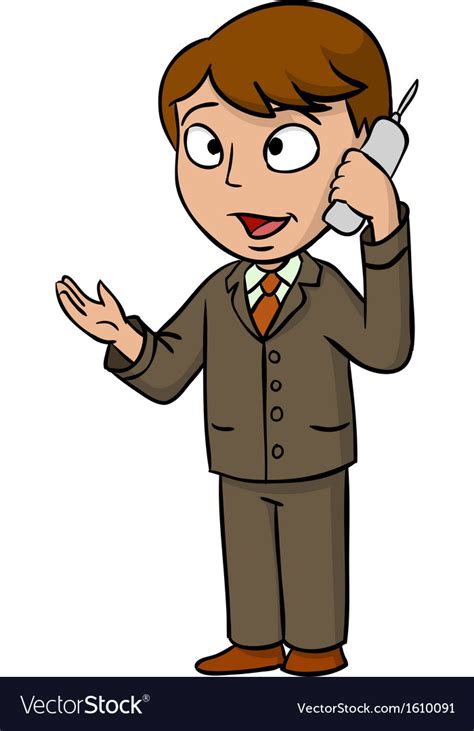 Cartoon businessman talking cell phone Royalty Free Vector