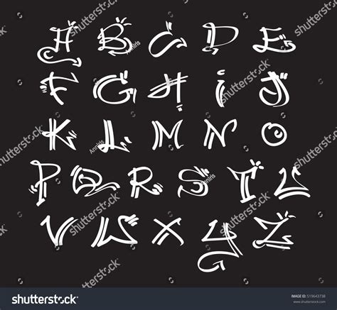 Graffiti Font Alphabet Letters Hip Hop Stock Vector (Royalty Free) 519643738 | Shutterstock