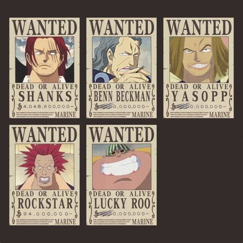 One Piece Red Hair Pirates A5 Bounty Wanted Poster (21cm X 15cm ...